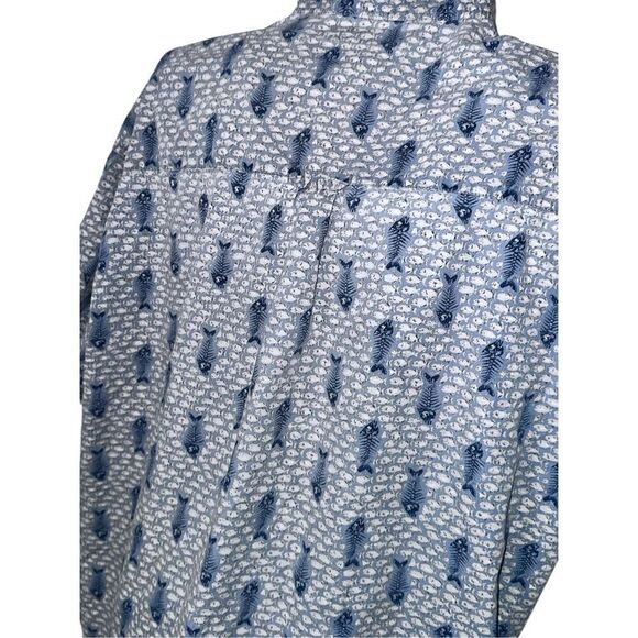 Columbia Fish Bones Button-Down Short Sleeve Shirt Light Cotton size XL Good Con - Picture 4 of 9